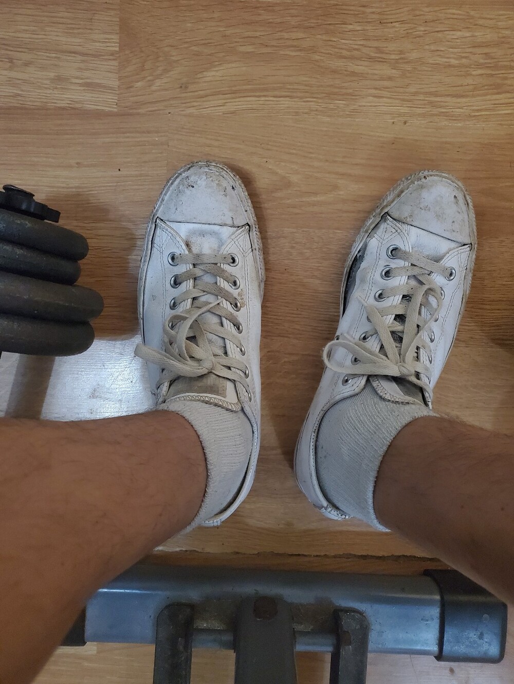 Very Worn White Converse Low Tops